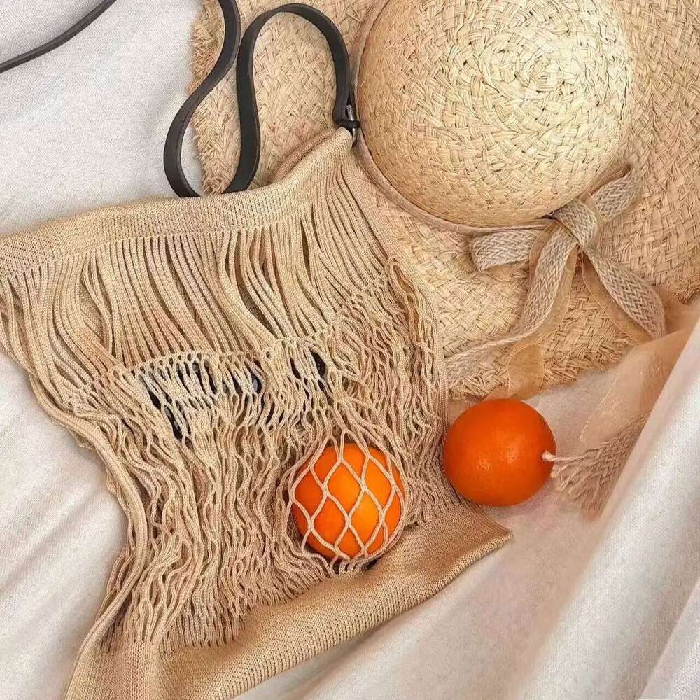 2025 Women Summer Trendy Bags Versatile Reticulate Beach Large Capacity Hollow Out Simple Crossbody And Tote Bag