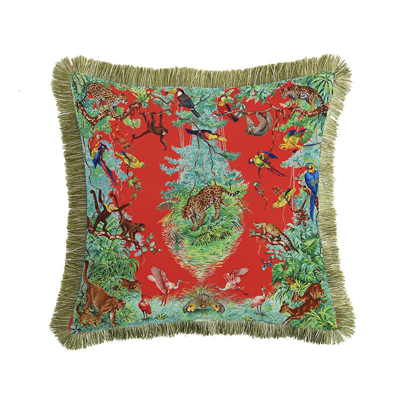 European leopard series sofa decoration pillow model room Bay bay window car tassel cushion with core waist pillow 250728