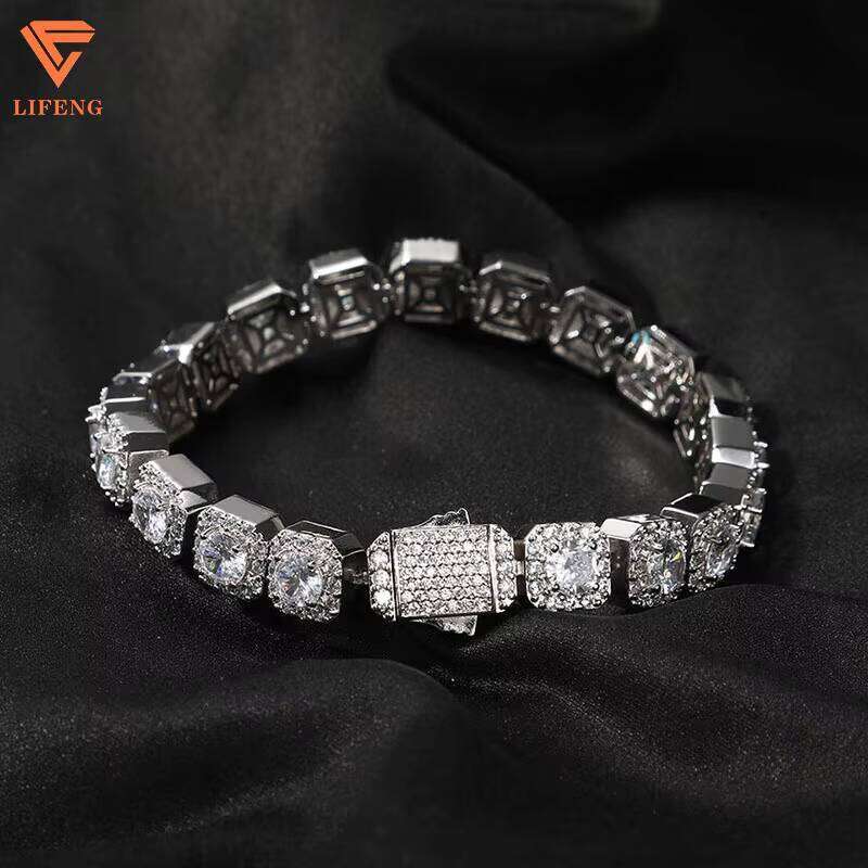 Quality Sterling Sier Tennis Bracelet D Color VVS Moissanite Gold Plated Dia Chains 10mm High End Necklace