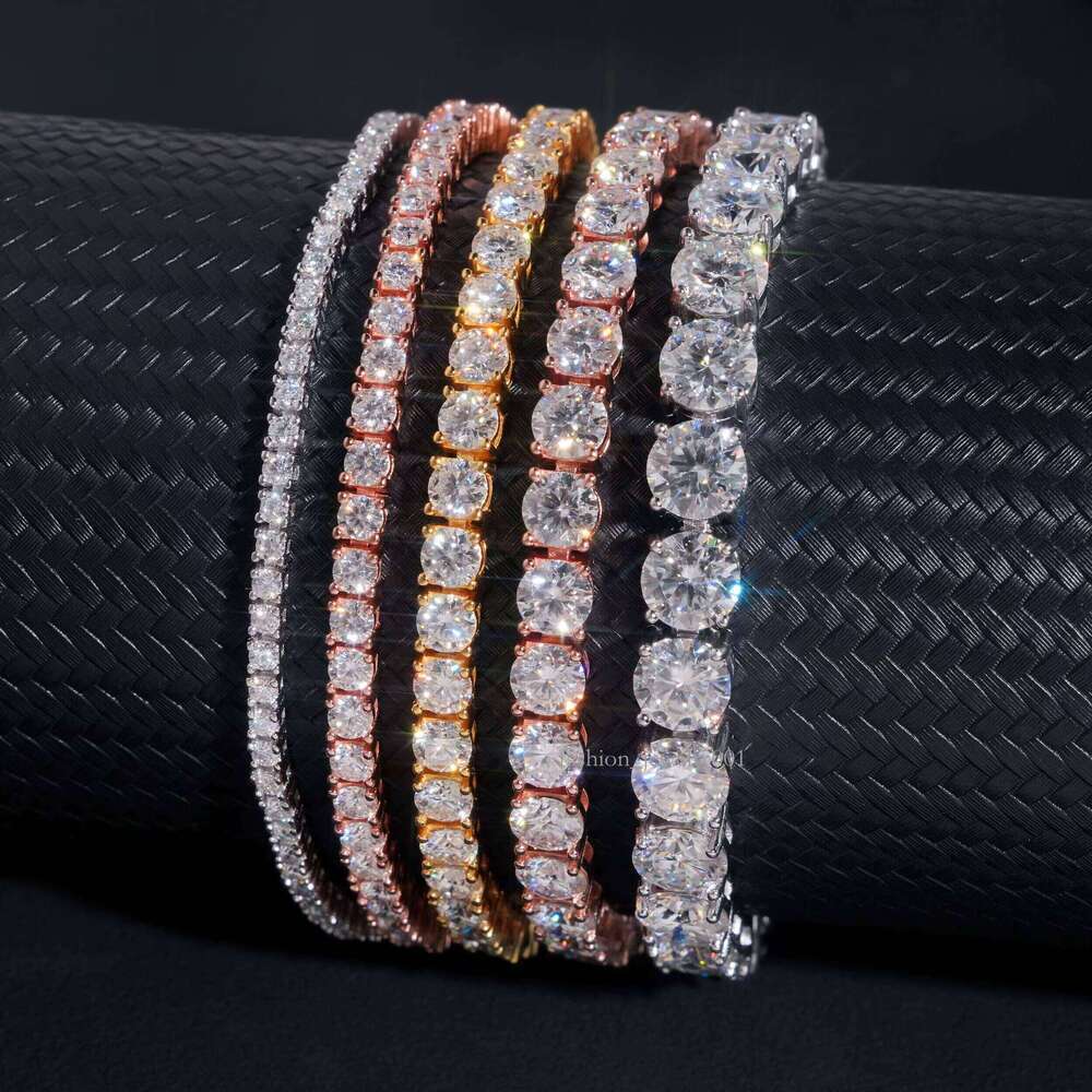 High-Quality Pass Drill Tester Hip-Hop Pure Sier 2mm Silicon Stone Tennis Chain Bracelet