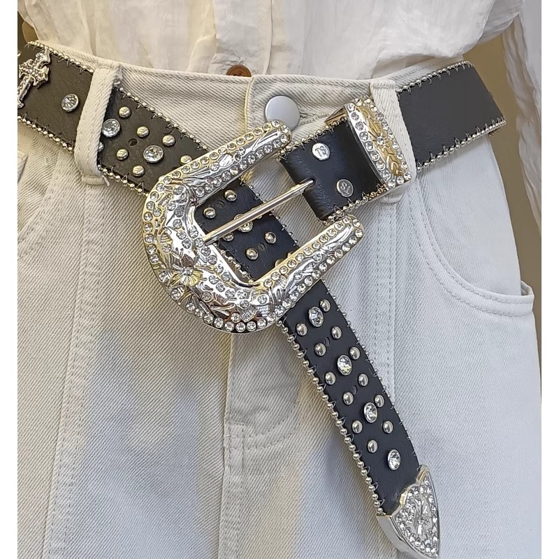 Designer Belt Cowhide Belts Woman Men Leather Belts Crystal Belt Strap Luxury Women's Chain Belt Buckle Fashion Pin Buckle Belt With Strap
