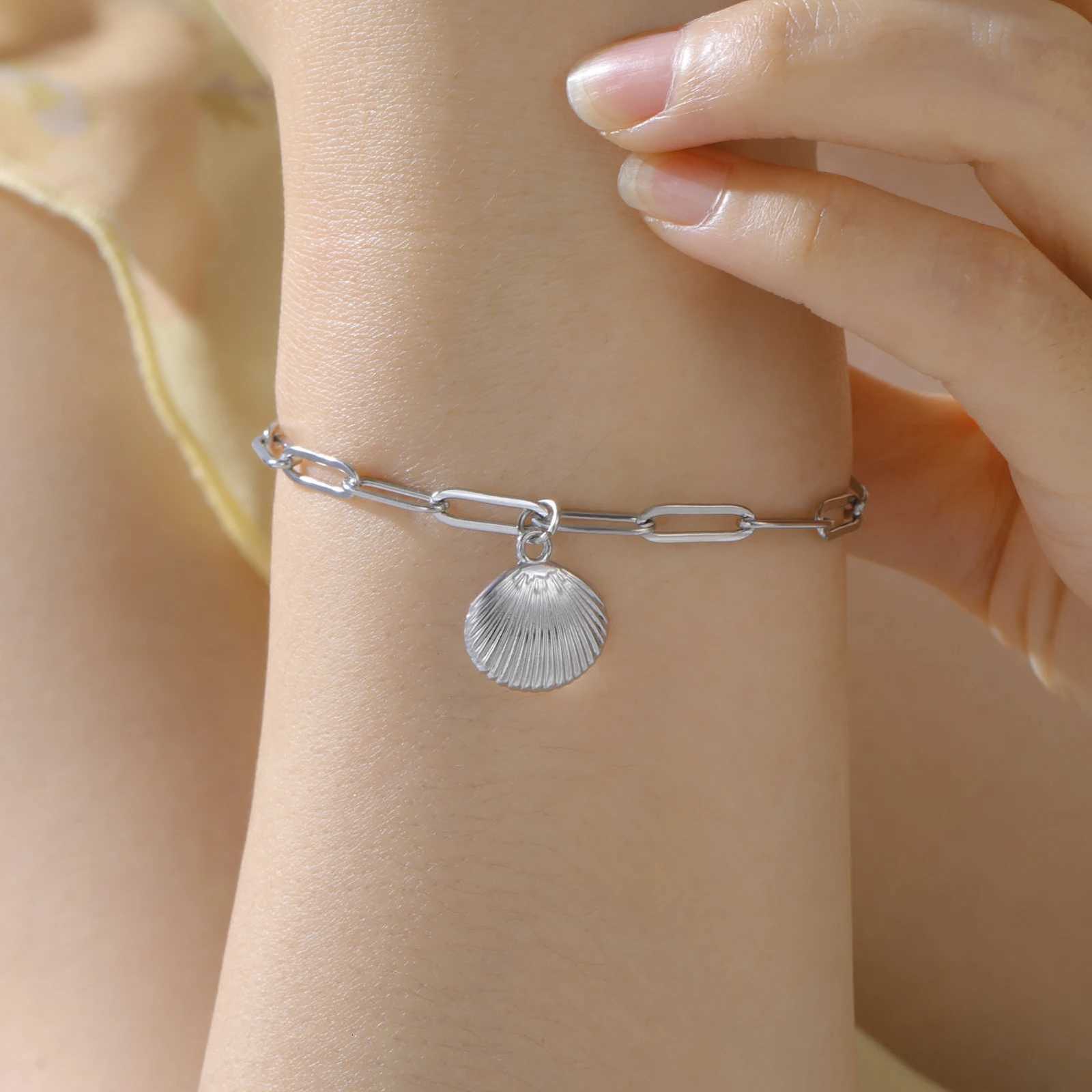 Cazador Sea Shell Double Chains Bracelets for Women Stainless Steel Summer Beach Holiday Jewelry Hand Bracelet Trend 2025 New W250728