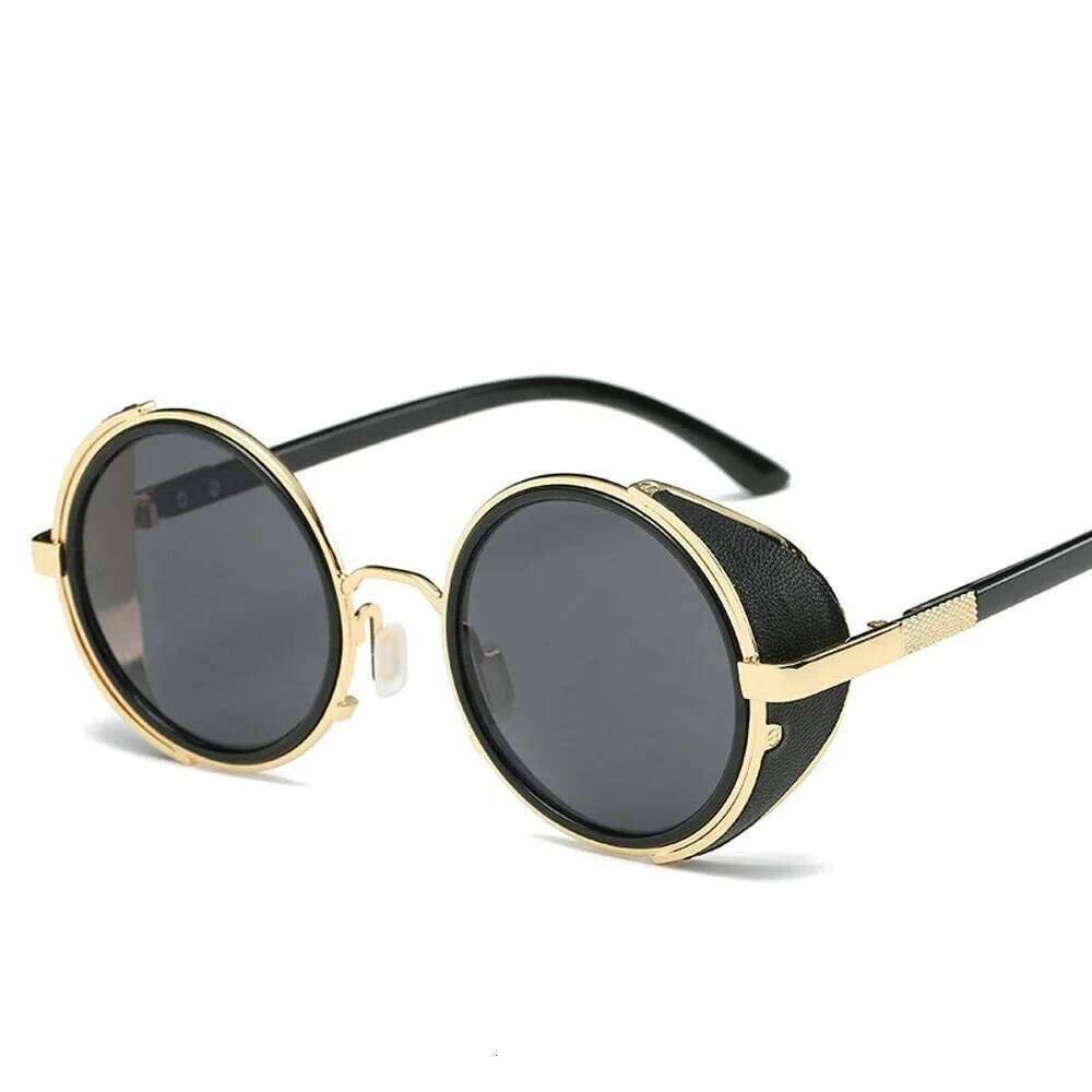 Steampunk Sunglasses Women Round Glasses Goggles Men Side Visor Circle Lens Unisex Vintage Retro Style Punk Oculos De Sol