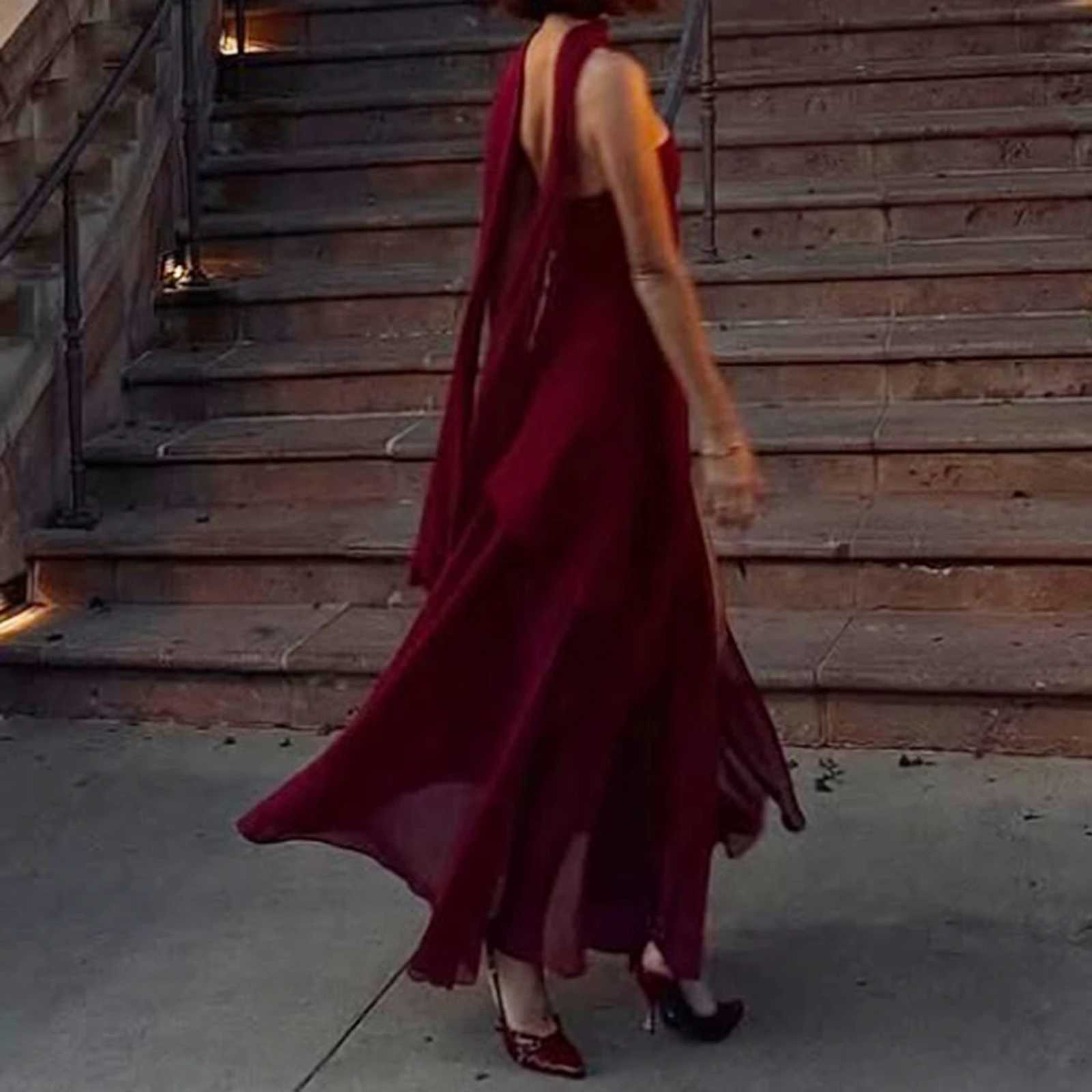 Combhasaki Women Summer Elegant Strapless Sheer Ruffle Hem Patchwork Backless High Split A-line Party Tube Long Dress with Scarf Z250728