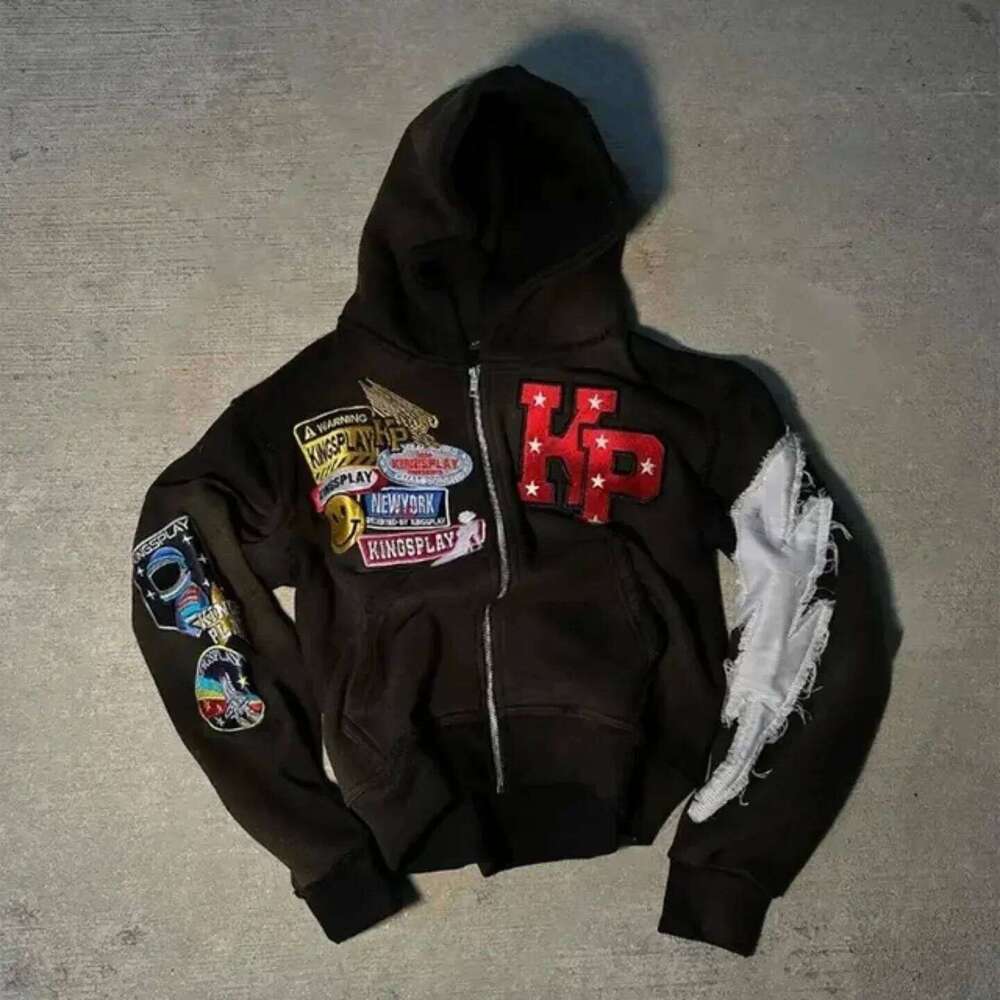 American Retro Zipper Y2k Clothes Mens Womens Haruku Hip Hop Cartoon Graphics Oversized Hoodies Sweatshirts Jackets