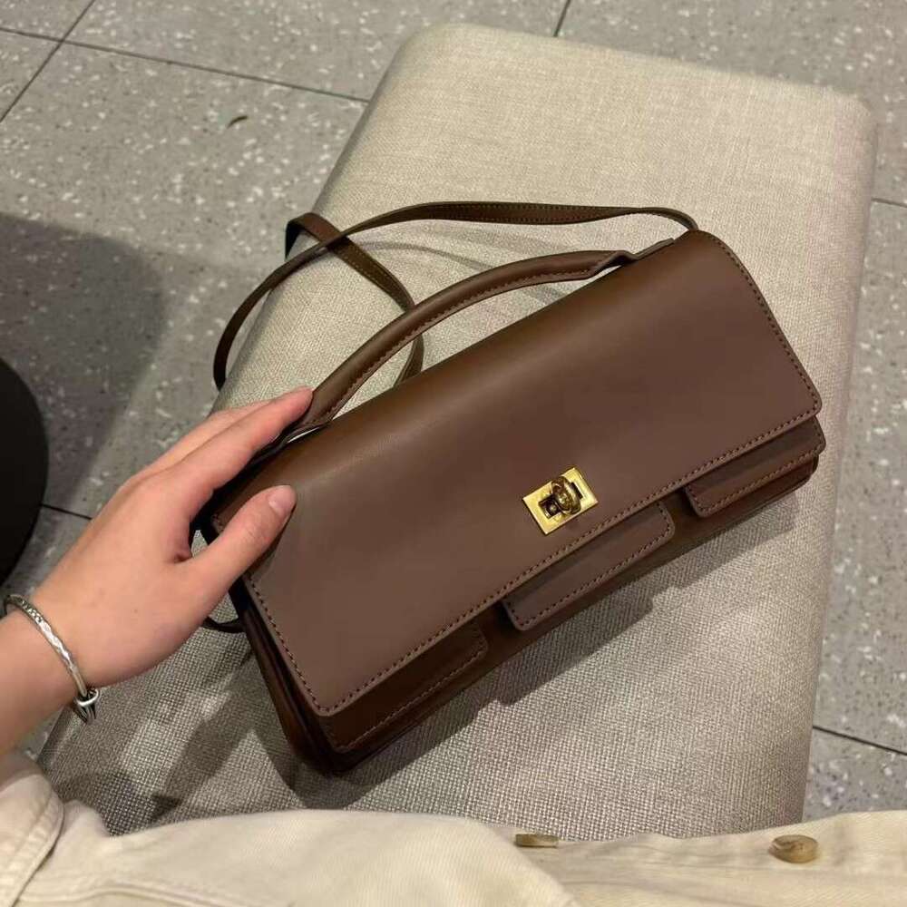 High-Quality B Brand New BelAir Long Clutch Top Layer Cowhide Lock Buckle Handbag Single Shoulder Crossbody Bag Trendy - view 5