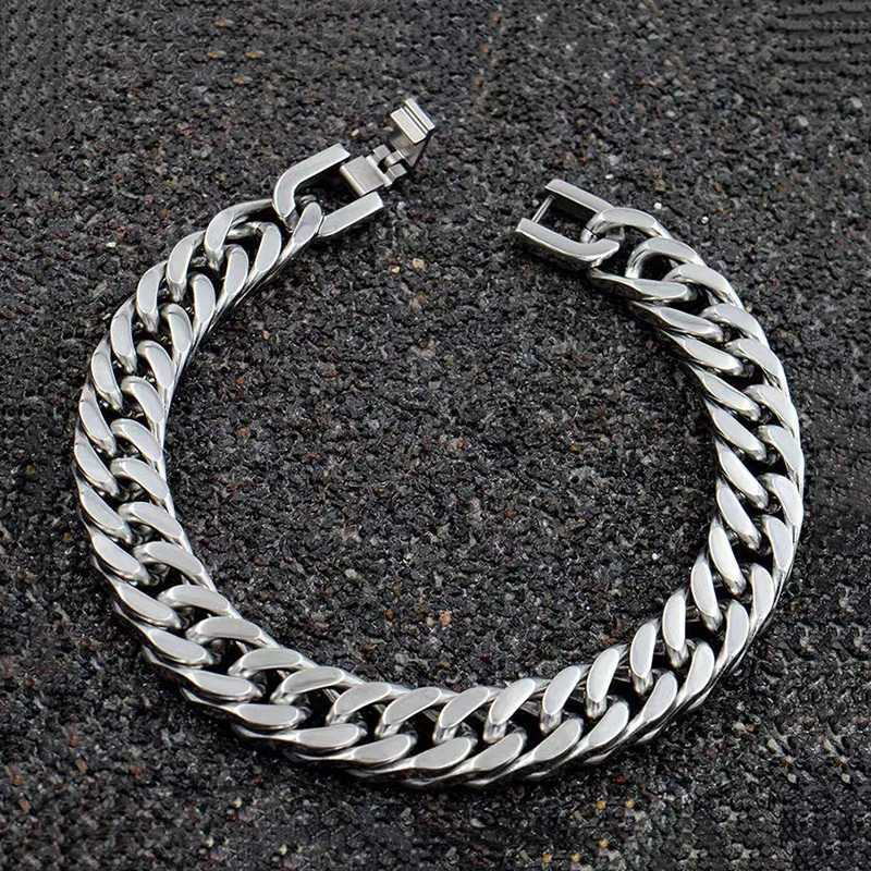 8/10/12MM Cuban Link Chain Bracelets for Men Women Solid Stainless Steel Curb Link Chain Wristband Jewelry Gifts W250728