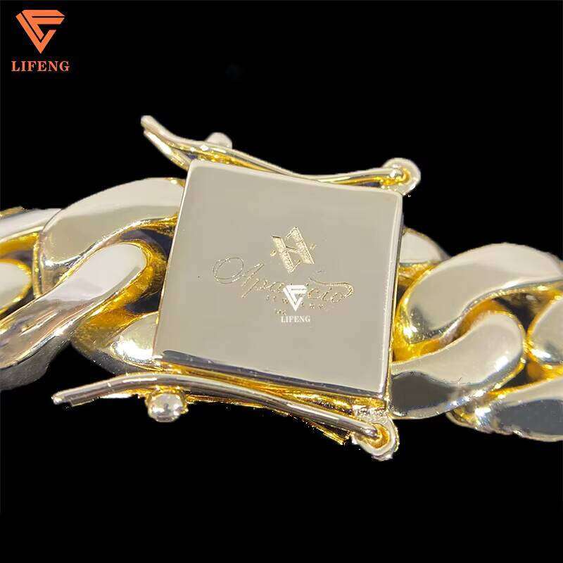 10k 14k Gold Plated Sterling Sier Link for Men Plain Necklace 14mm Hip Hop Cuban Custom Chain