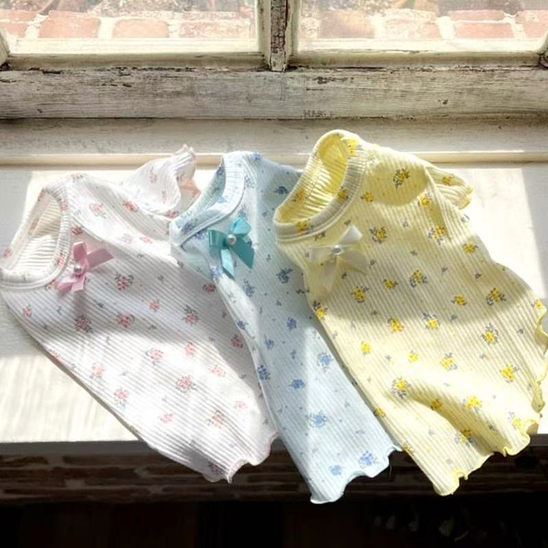 T832 Summer thin pet puppy clothes Teddy Bichon Poodle Cat Pomeranian small dog floral bottoming shirt