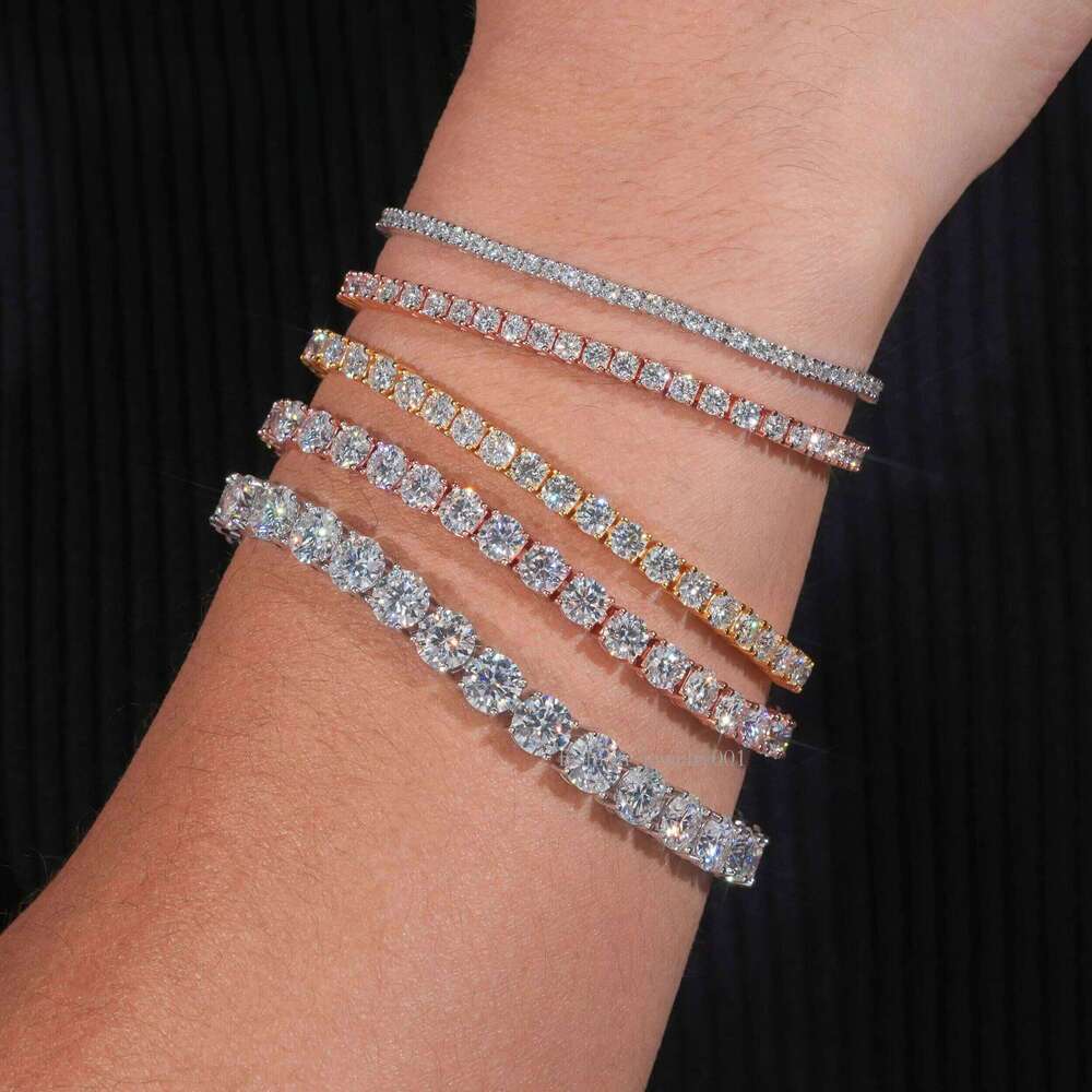 High-Quality Pass Drill Tester Hip-Hop Pure Sier 2mm Silicon Stone Tennis Chain Bracelet