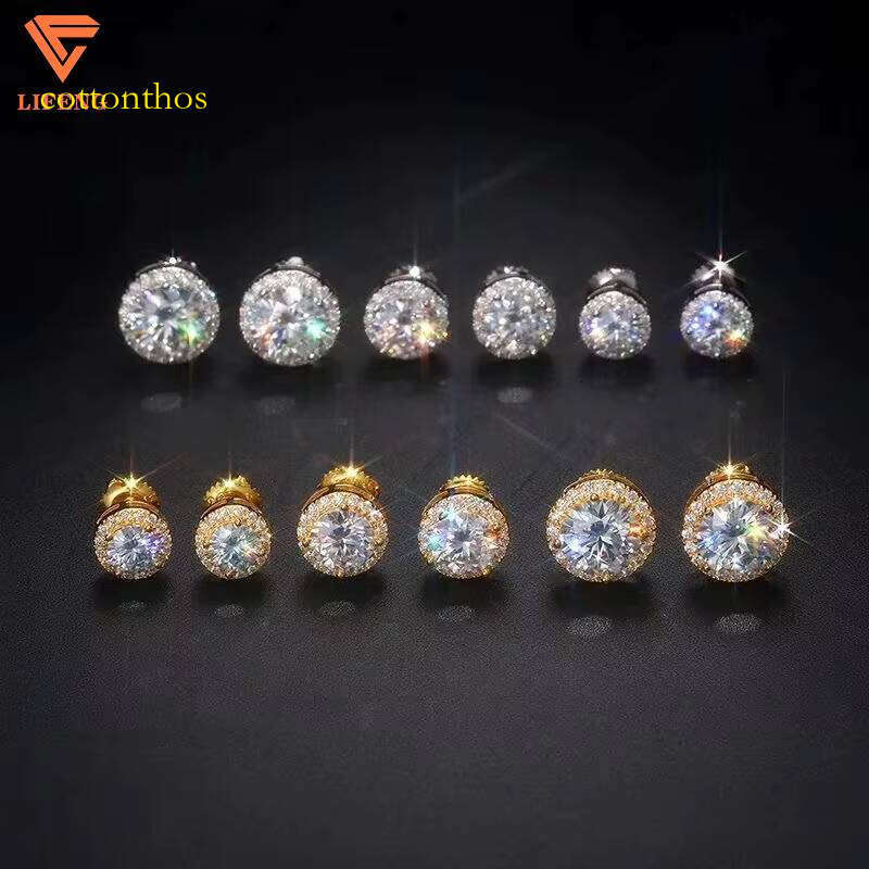 Stud Sterling Sier Drop Gra Certificate Hoop Men Vvs Moissanite Hip Hop Earrings