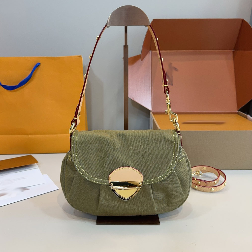Army Green Denim Bag Womens Designer Bags Sunset Bag Women Vibe Bags Underarm Purse Flap Crossbody Shoulder Bags Mirror Quality Handbag