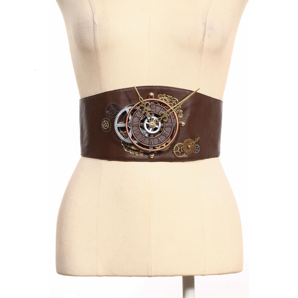 Halloween Steampunk Lolita Women's Decorative PU Waist Belt Elastic Wide Waistband Court Corset ddmymoon