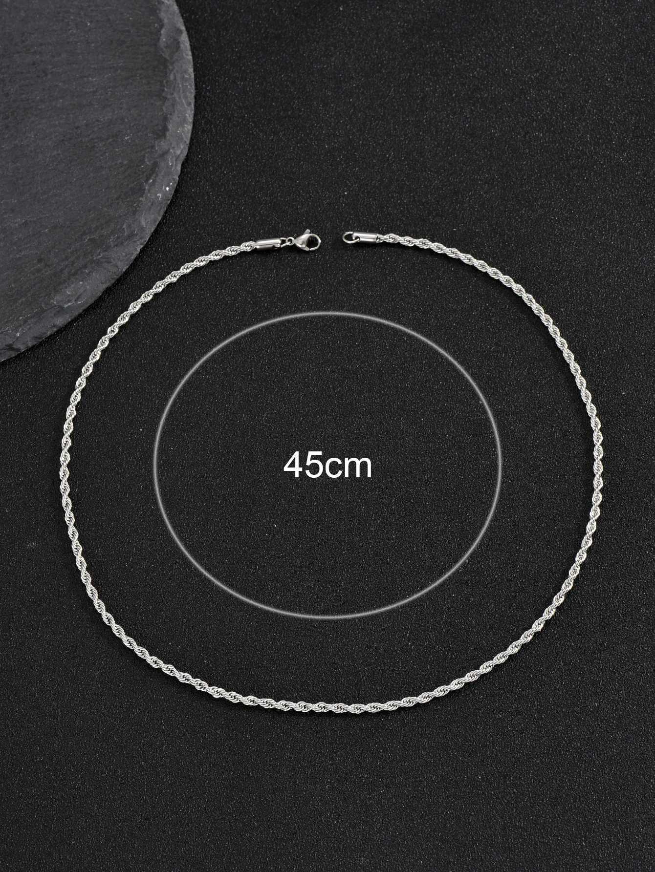 2mm Men Silver Color Twisted Twist Chain Necklace Simple Titanium Steel Choker Fashionable Non-fading Stainless Steel Jewelry XJ250708