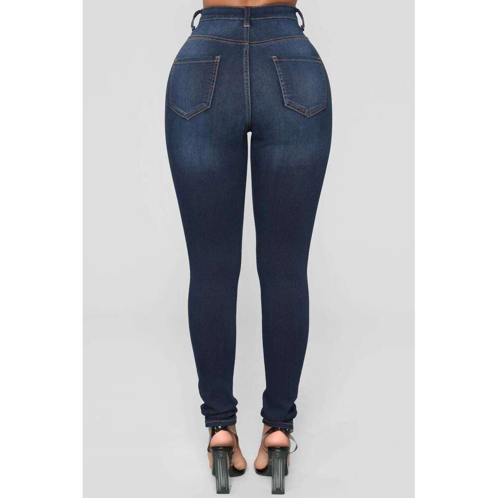 Women Jeans Denim Pencil Pants High Waist Ankle Length Slim Fit Washing Solid Streetwear Sexy Button Pockets Zipper Y2k Bodycon