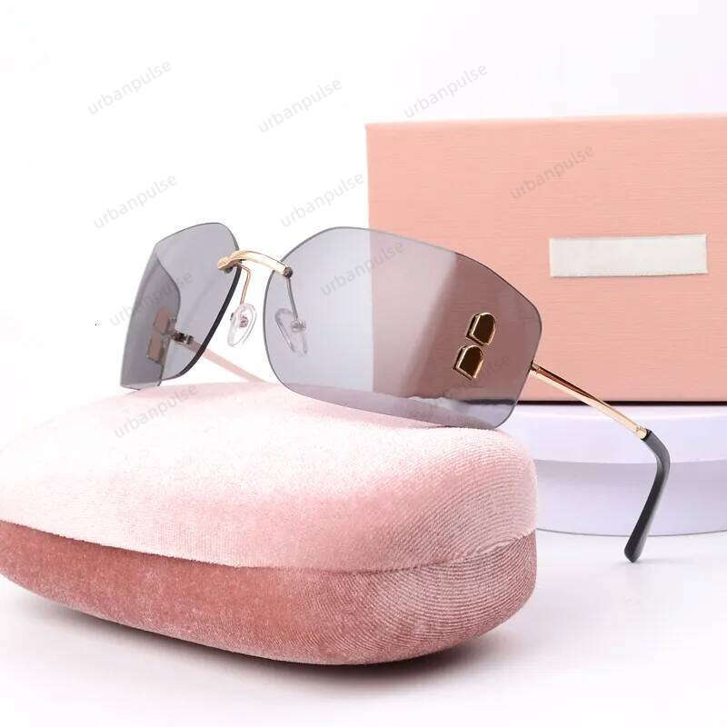 muis sunglasses Designer Sunglasses for Women miuly Luxury Rimless Sunglasses Classic Fashion Large Lens Sunglasses Outdoor Travel High Quality Sunglasses 445