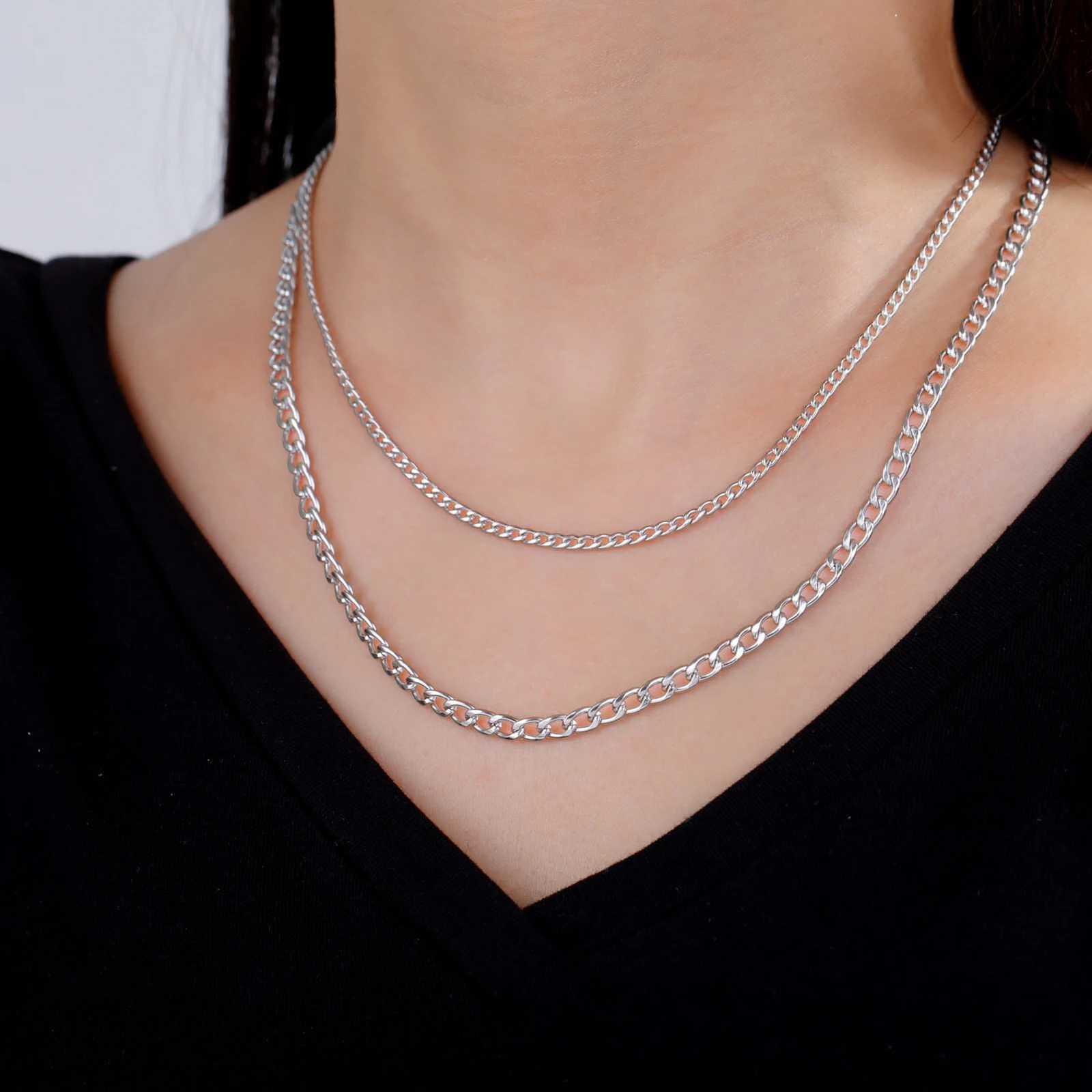 Lemegeton Basic Punk Cuban Chain Necklace Mens Necklaces Jewelry Temperament Retro Party Wear Stainless Steel Accessories XJ250708