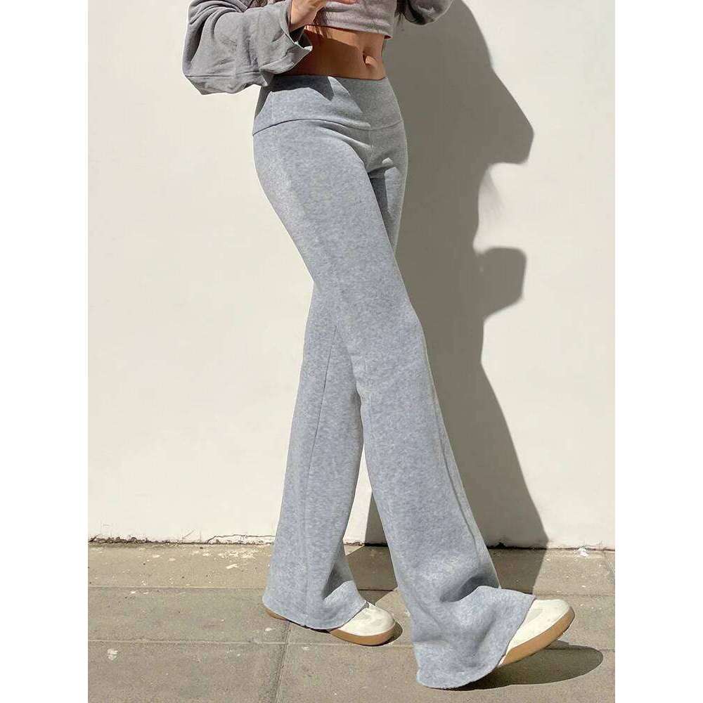 IAMSURE Casual Sexy Basic Solid Flare Y2K Slim Low-Waisted Boot Cut Pants Women Autumn Spring Fashion Streetwear Lady