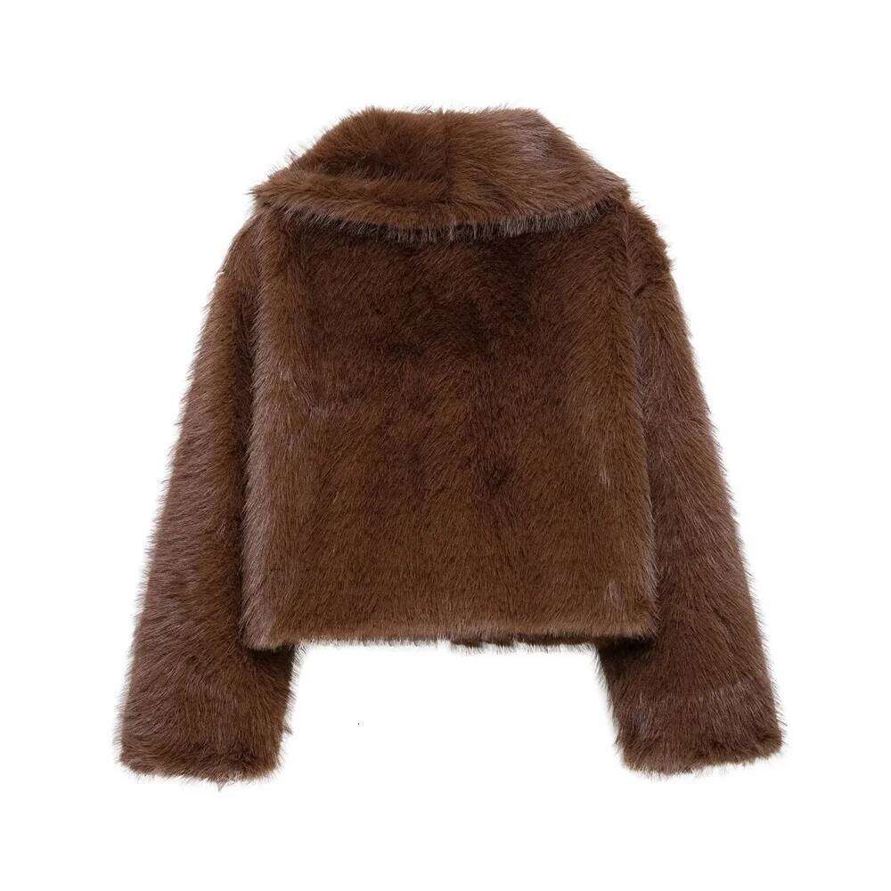 Solid Color Loose Fur Short Autumn And Winter New Item Lapel Long Sleeved Warm Coat For Women