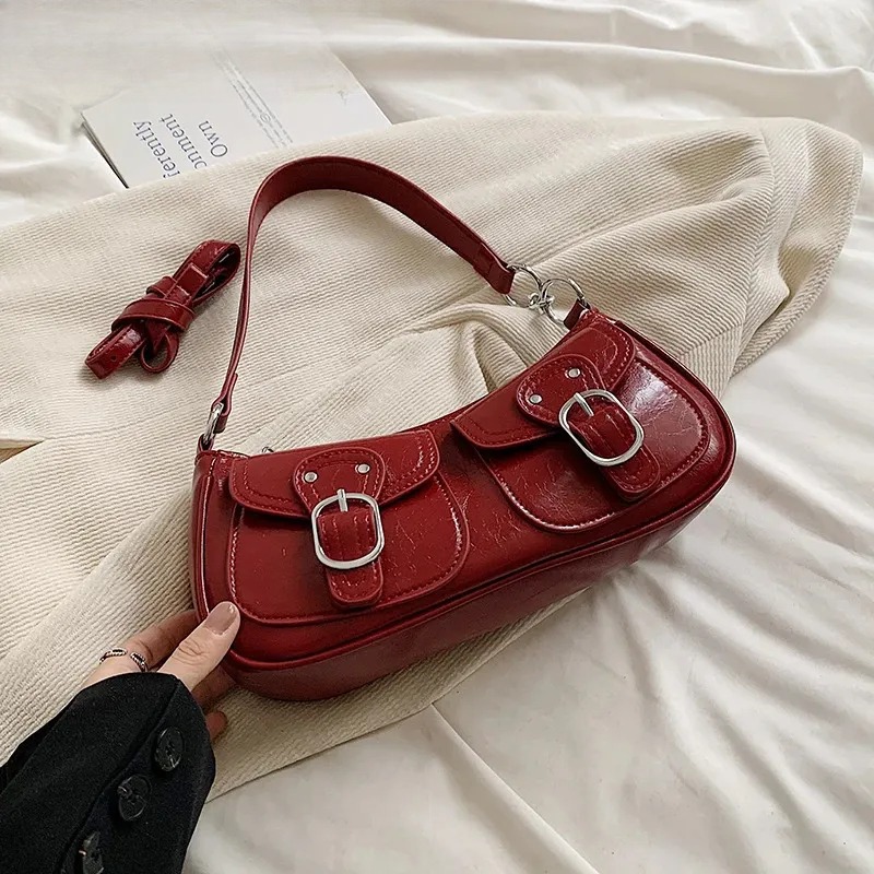 Women's Compact Double Pocket Crossbody Handbag in Sleek Silver Finish