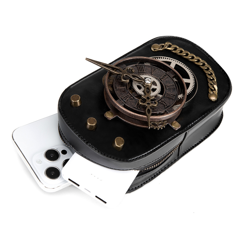 Steampunk Gear Women's Single Shoulder Bag Design with Metal Decoration for Mobile Phones ddmymoon