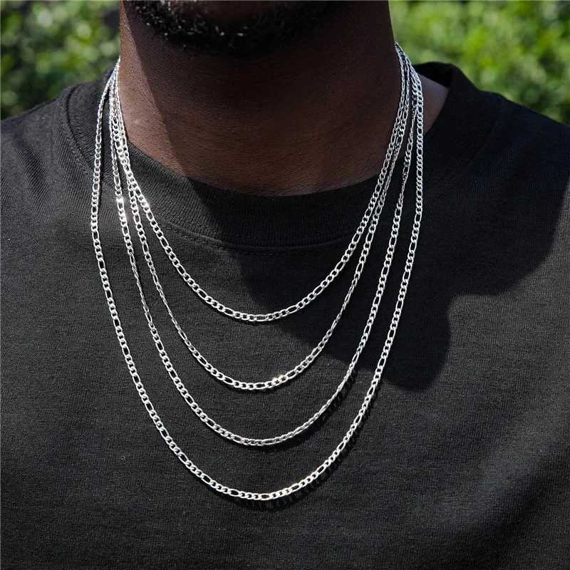925 Sterling Silver 2/4/6mm 16-30 Inches Men Figaro Chain Necklace Women Punk Basic Chain for Hip Hop Party Jewelry Wholesale XJ250708