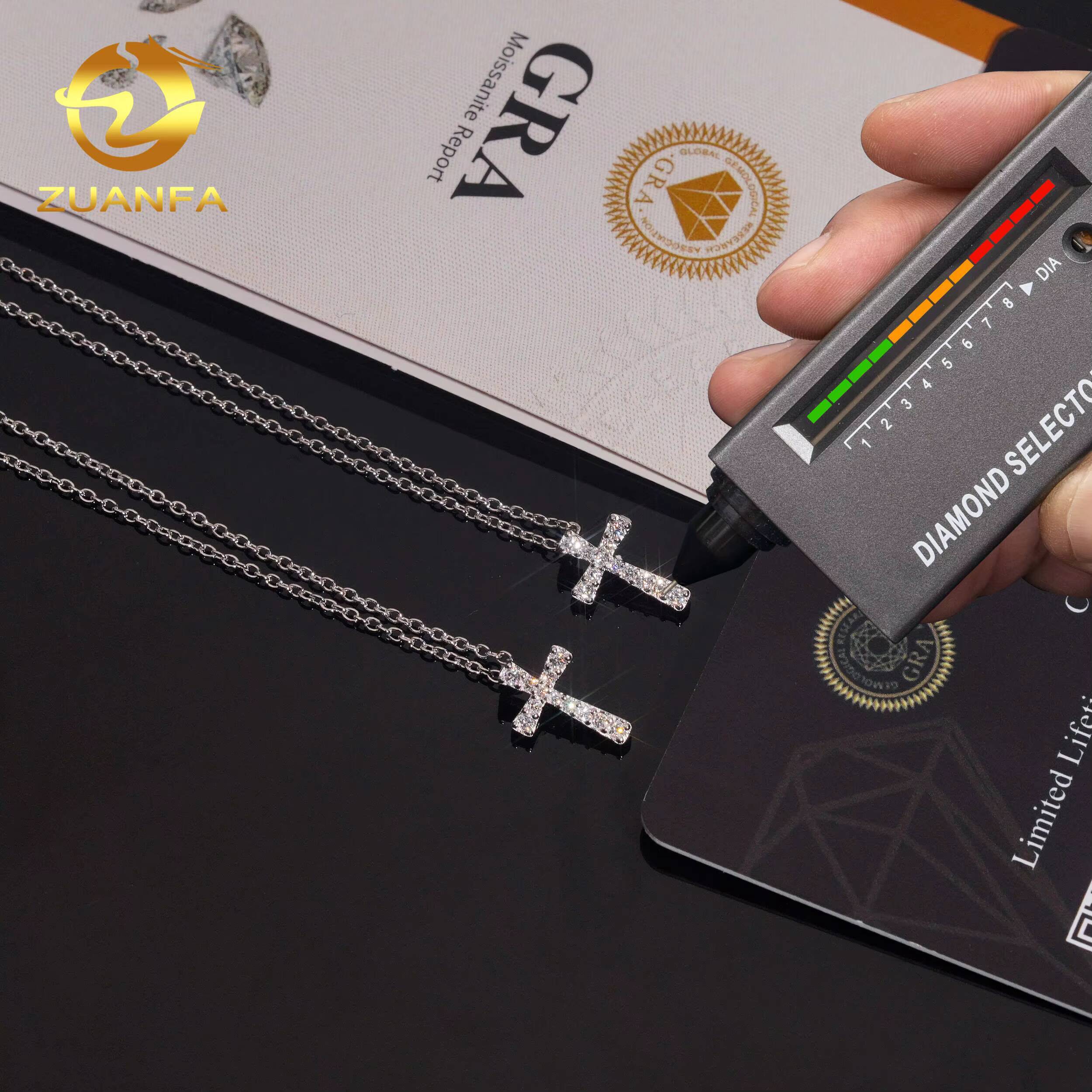 USA Local Stock Classic Iced Out Hip Hop Style Link Chain 925 Silver VVS Moissanite Diamond Women Jewelry Cross Pendant Necklace