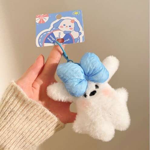 Creative Cute Blush Bunny Plush Doll Bag Pendant Keychain Accessory Couple Gift