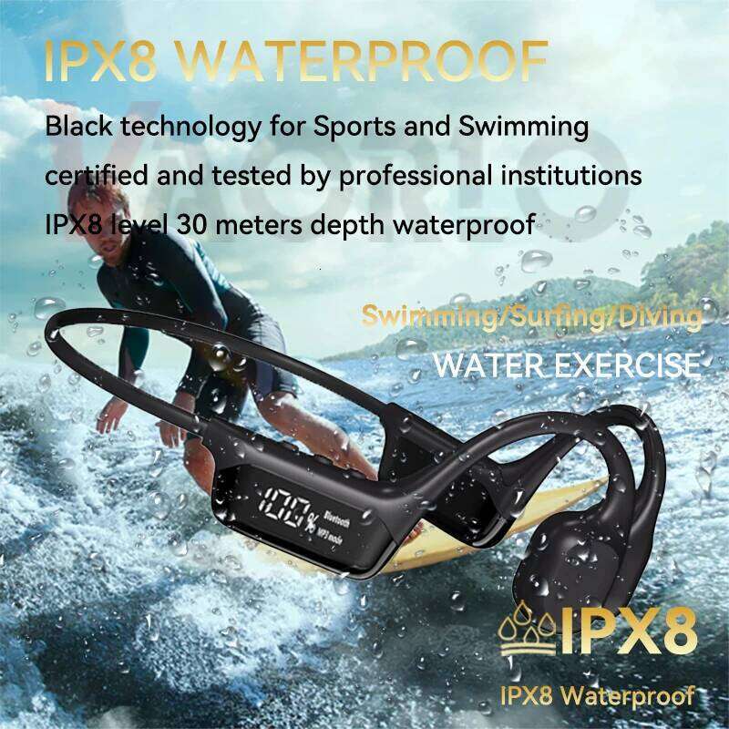 Designer Famous Brand Bluetooth True Bone Conduction Headphones Waterproof DT MP Built In GB Memory LED Digital Display For Swiming