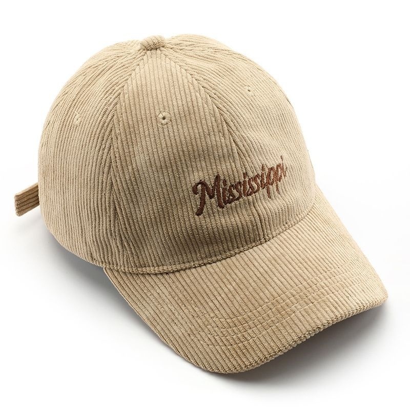 Korean Style Personalized Women Soft Top Corduroy Letter Embroidery Duckbill Cap Outdoor Men Sun Protection Baseball Cap 250726