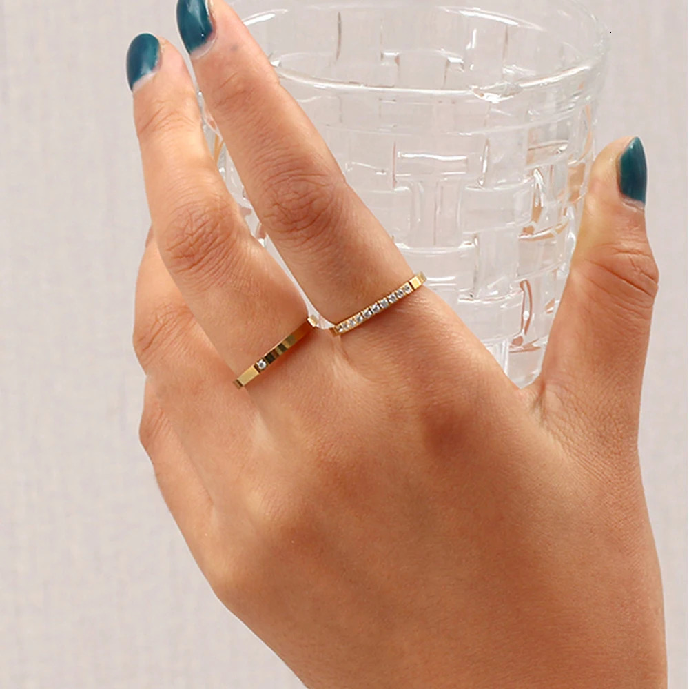 E.B.belle Classic Zircon 18K gold plated rings for women stainless steel womens jewelry elegant Finger Decoration 250723