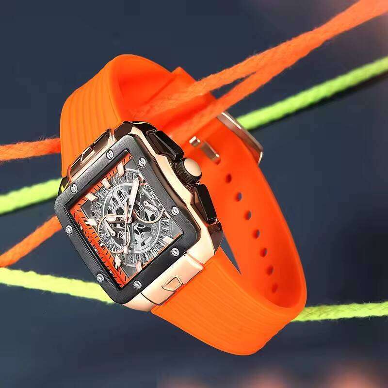 DHwatches MEGIR 2228 Men's Square Sport Watch - Chronograph, Luminous, 30M Waterproof, Silicone Strap, Fashion Quartz Watch with Date