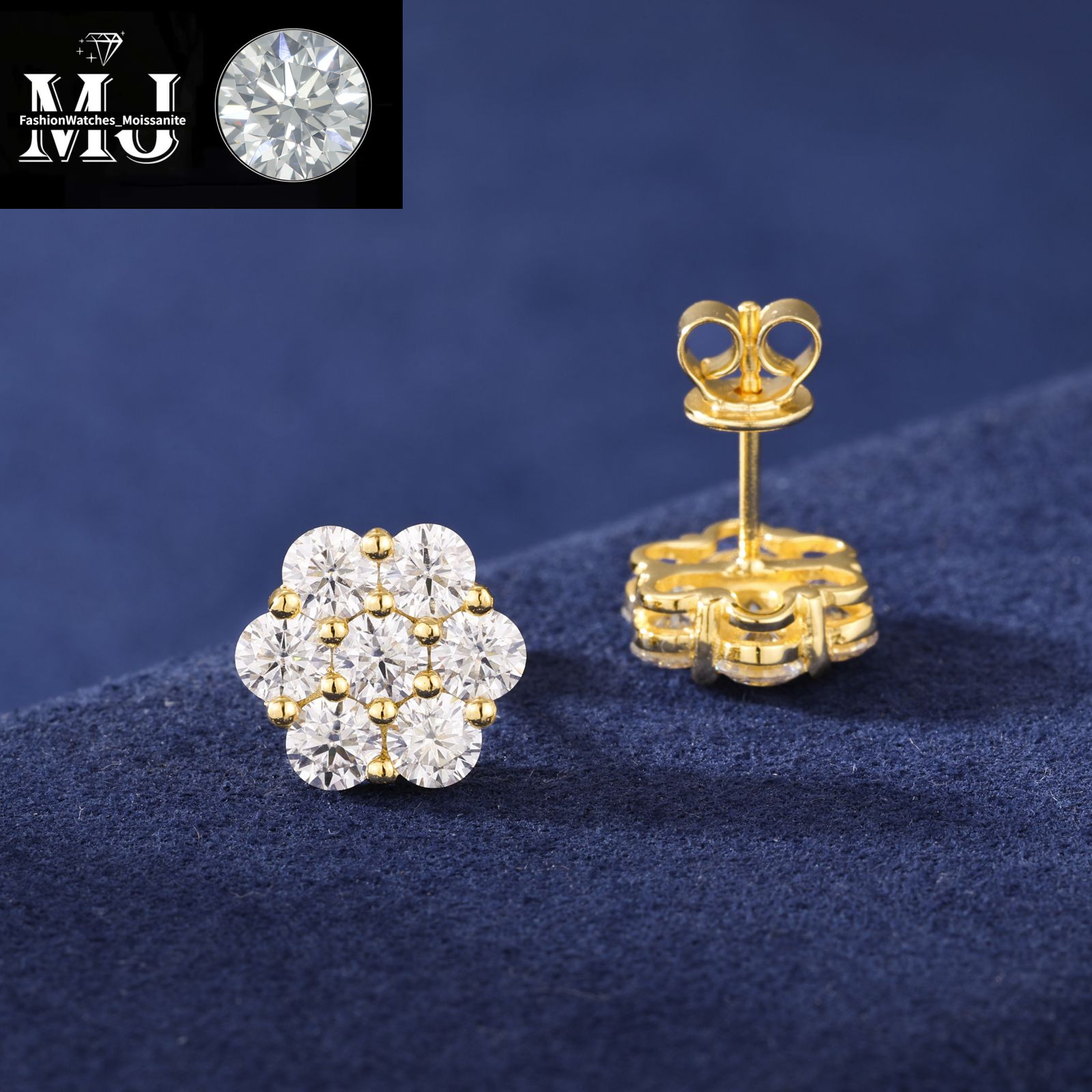 Bulk Wholesale Multi Size Cluster Moissanite wer Stud Earrings Sterg Sier VVS Dia Fine Jewelry Men Women