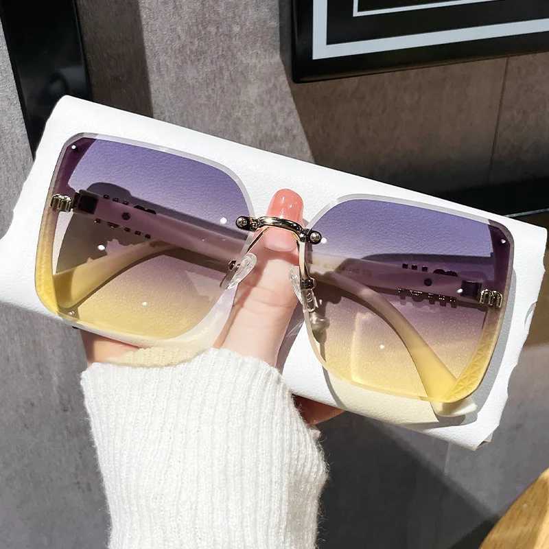 2025 new fashion trimmed sunglasses half frame high quality trend simple sunglasses for women with fine glitter (DS-1002) Z250728