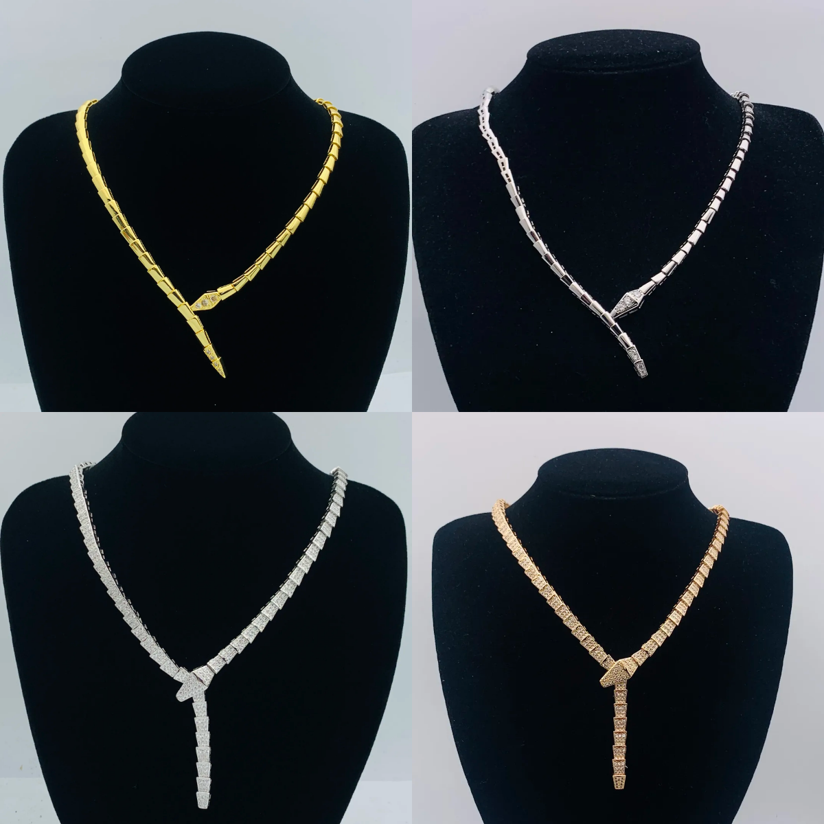 gold necklace pendant Necklace designer jewelry for women diamond 18K rose gold diamond chain red green white snake necklaces jewelrys christmas party gift