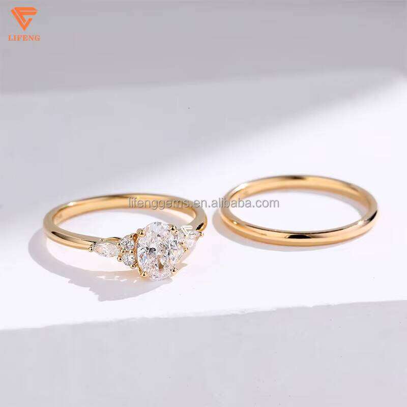 Gold 1ct 2ct Round Cut Real Ladies Lab Grown Dia Wedding Engagement Ring