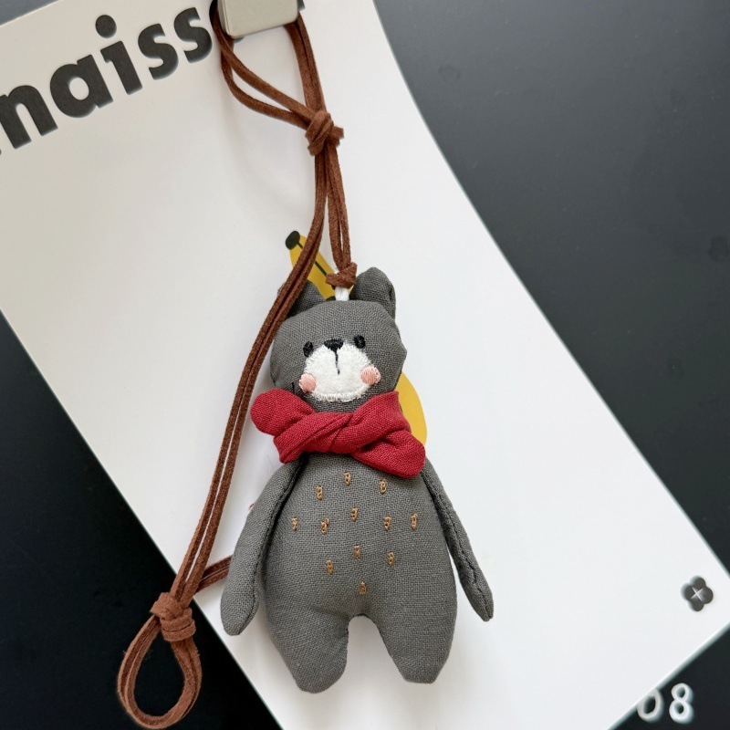 Cute Forest Style Ins Scarf Bear Cake Fabric Bunny Carrot Leather Rope Bag Pendant Sweater Chain Necklace 250726