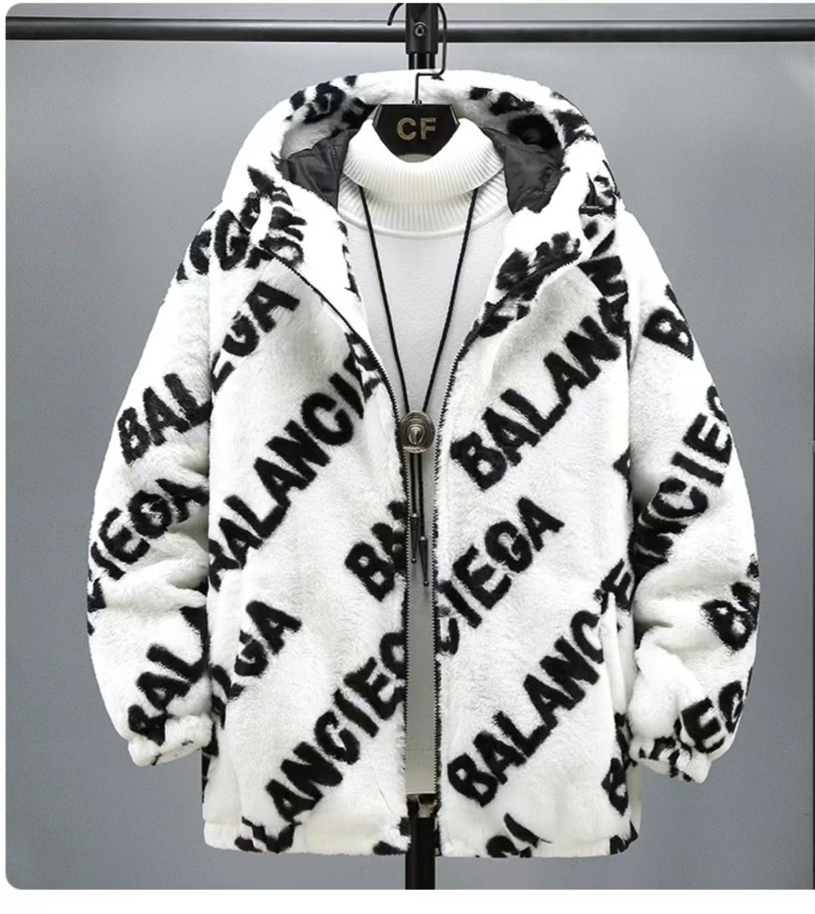Free shipping designer Hong Kong Style Men Winter New Plush Jacket Cotton Coat Warm Loose Versatile Trendy Brand Padded Thickened Jacket