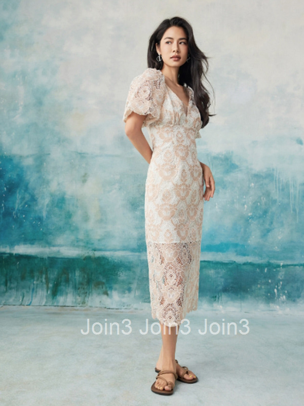 Summer New Vacation Style Hollow Embroidered High Waist Mid-Length Skirt French Elegant Lace Skirt 6855