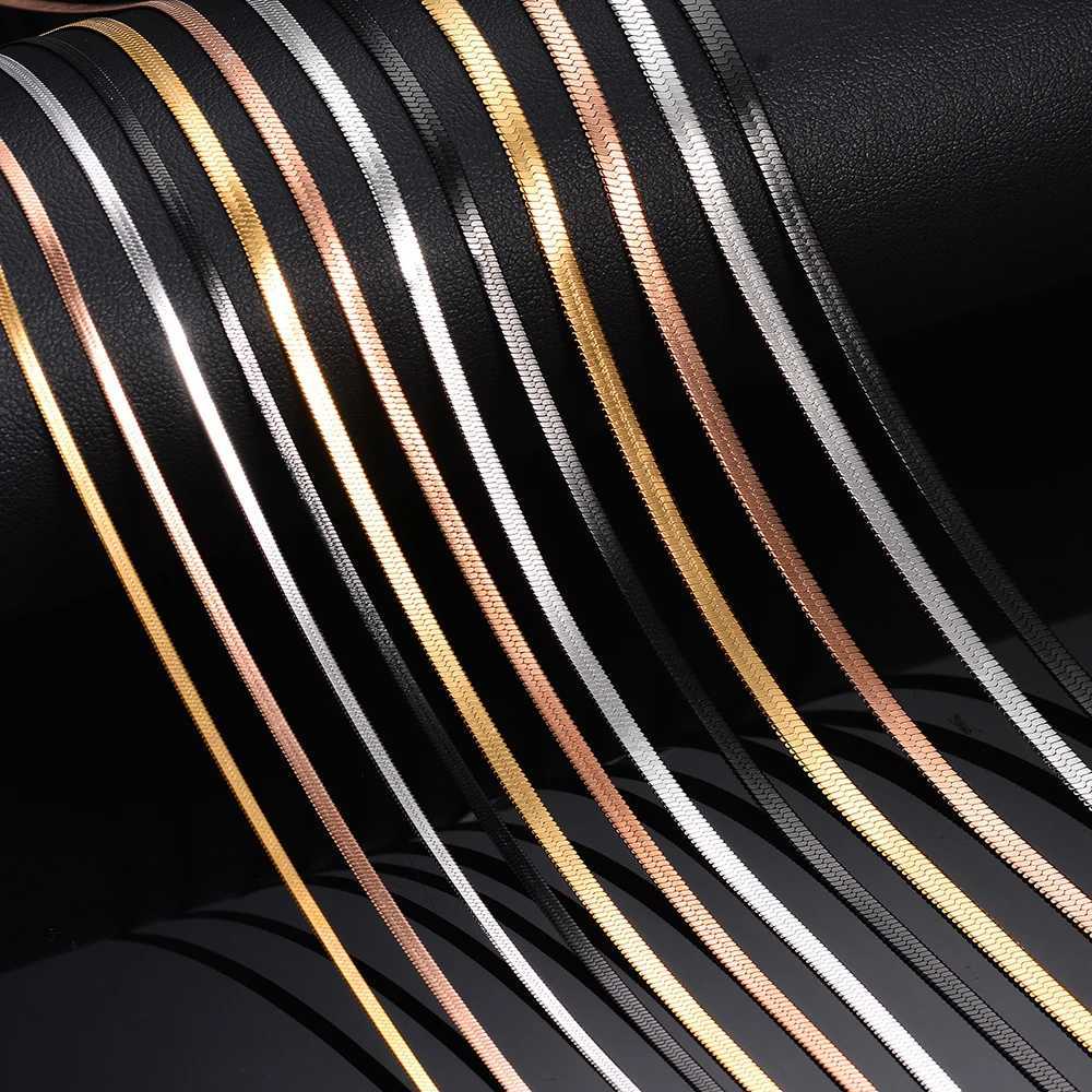 1 piece Width 2mm/2.5mm/3mm/4mm Stainless Steel Herringbone Snake Chain Flat Snake Chain Men Women Necklace Jewelry Non-allergenic XJ250708