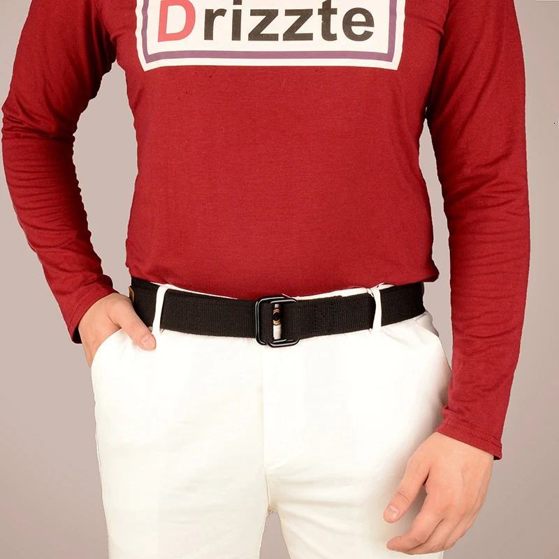 Plus Size 100190cm Big Tall Mens Double Ring Buckle Cotton Canvas Cloth Fabric Belts Web Black Waist Jeans 250716