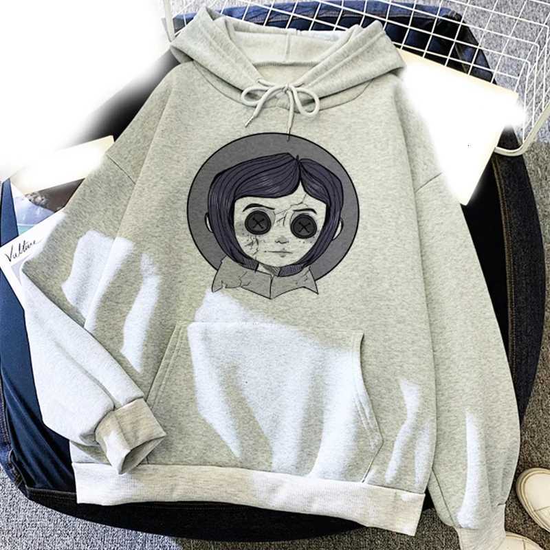 Cartoon Coraline Mens Hoodie Mens and Womens Fashion Simple Sleep Pullover Street Harajuku Trendy Sweatshirt W250408