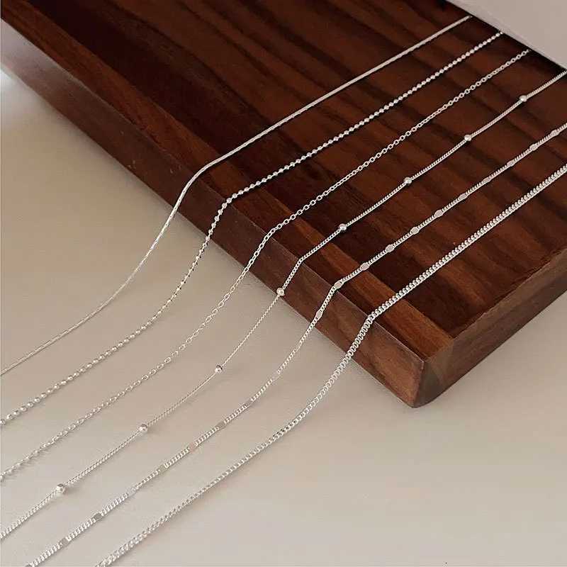 925 Sterling Silver Multiple Options Necklace Simple Geometric Beads Choker Shiny Delicate Collarbone Chain Women Fine Jewelry XJ250708