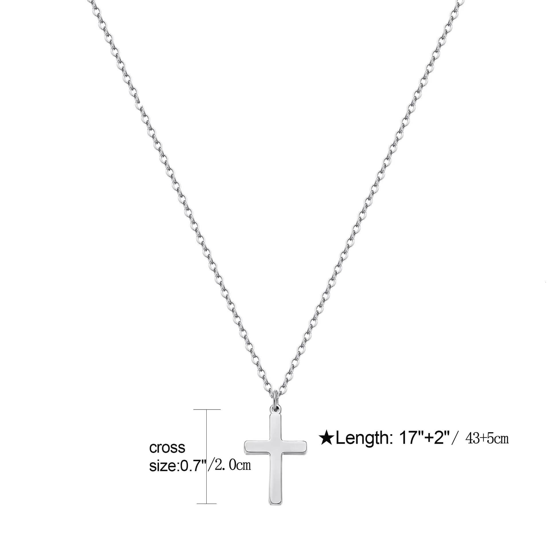 Stylish Chic Refined Exquisite Mens and Womens Universal Stainless Steel 18K Gold Single-layer Simple Cross Pendant Necklace