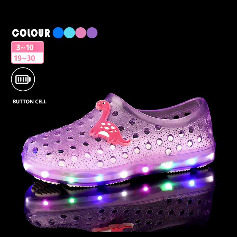 LED Light-Up for Toddlers Dinosaur Children's Garden Water Shoes Breathable Sandals Beach Non-Slip Kids Clogs