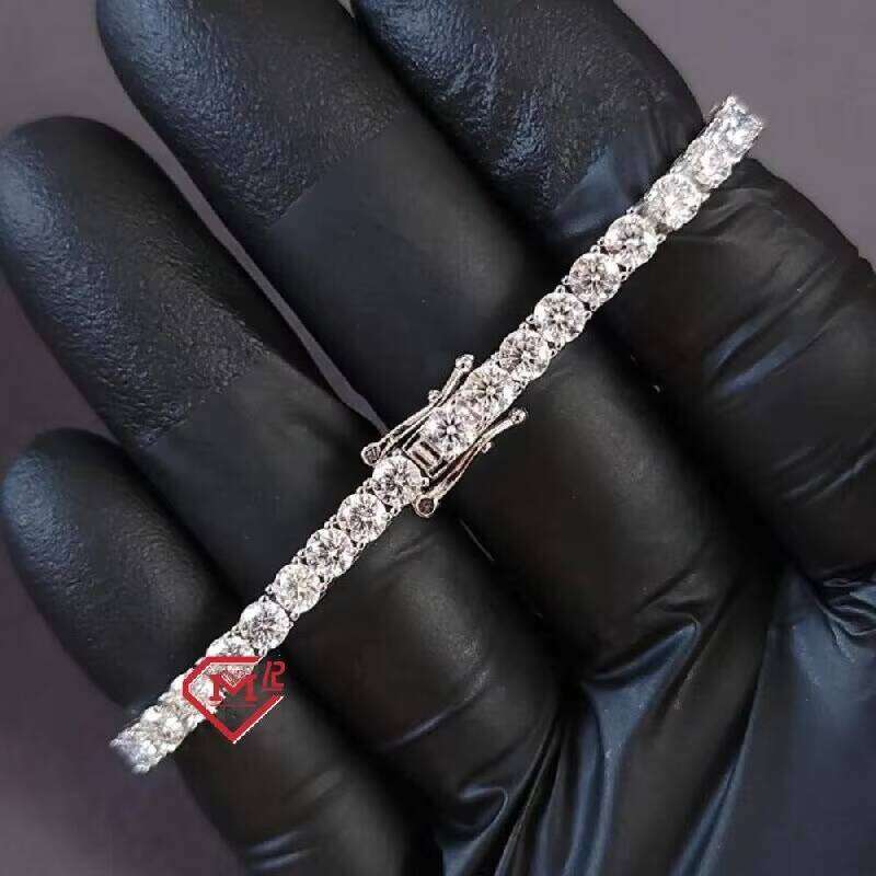 Hip Hop 4mm Iced Out Sterling Sier VVS Dia Moissanite Tennis Bracelet