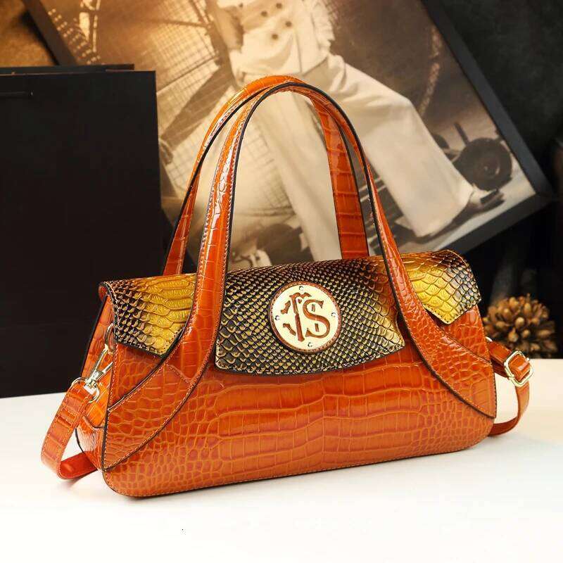 Genuine Leather Women's Bag Fashion Snake Pattern Ladies Tote Handbags Large Capacity Mom Shoulder Crossbody Bags