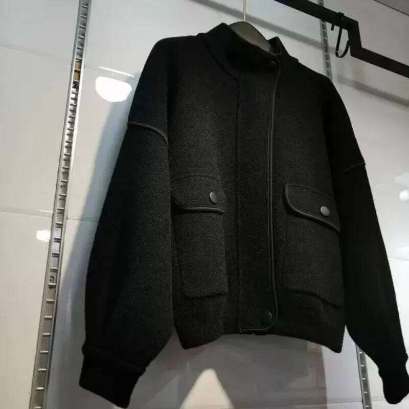 Korean Trendy Zipper Brown Jacket Men Women Thickened Loose Style 2023 Autumn Winter Casual Stand-up Collar Top Urban