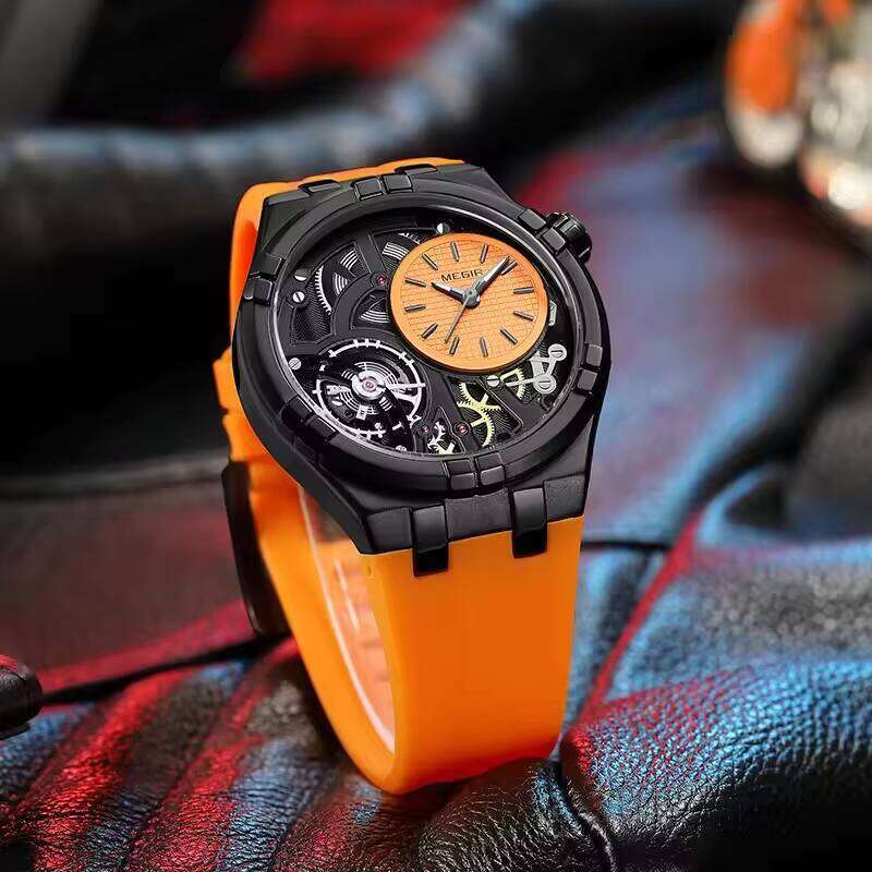 DHgargets MEGIR 8111 Dopamine Watch - 45mm Silicone Strap, Luminous, Waterproof 30M, Japanese Miyota Quartz, Fashion Unisex Watch