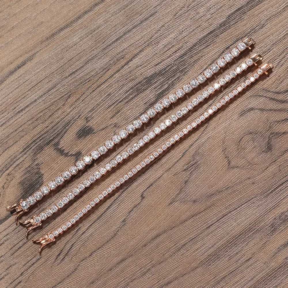Brass Tennis Bracelet Buckle Style Tennis Single Row Bracelet Made Of Copper And AAA Zirconia Bling 3mm 4mm 5mm Men And Women W250728